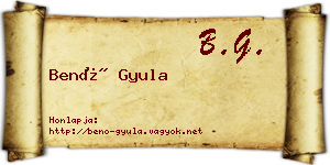 Benő Gyula névjegykártya